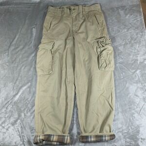 Vintage Gap Cargo Pants Mens 33x30 Flannel Plaid Lined Utility Y2K Baggy Skater